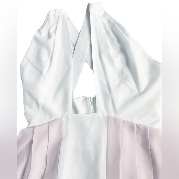 BCBGGeneration White Pink Pleated Halter Mini Dress Women’s Sz 6 Cocktail Party - Picture 4 of 7